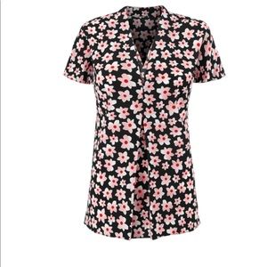 CAbi Harmony Blouse #5347 Large Dolman Sleeve Floral Pink